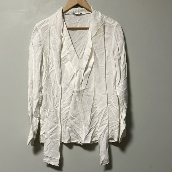 Sandro White Snakeskin Print Blouse Top Size 3 - Picture 1 of 8